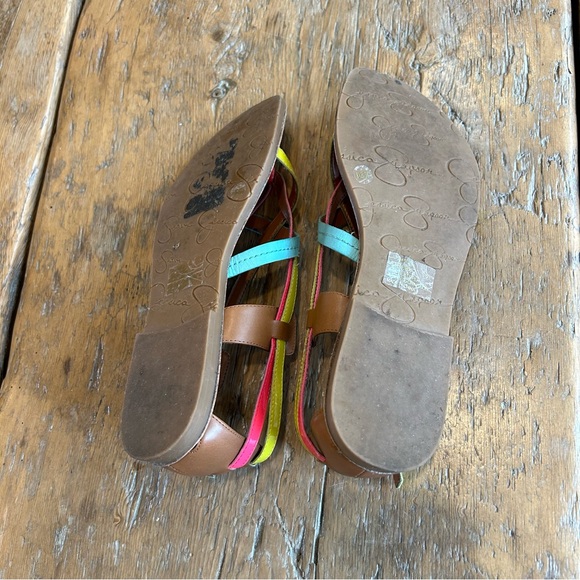 JESSICA SIMPSON Leather Neon Strappy Sandals - Picture 3 of 6